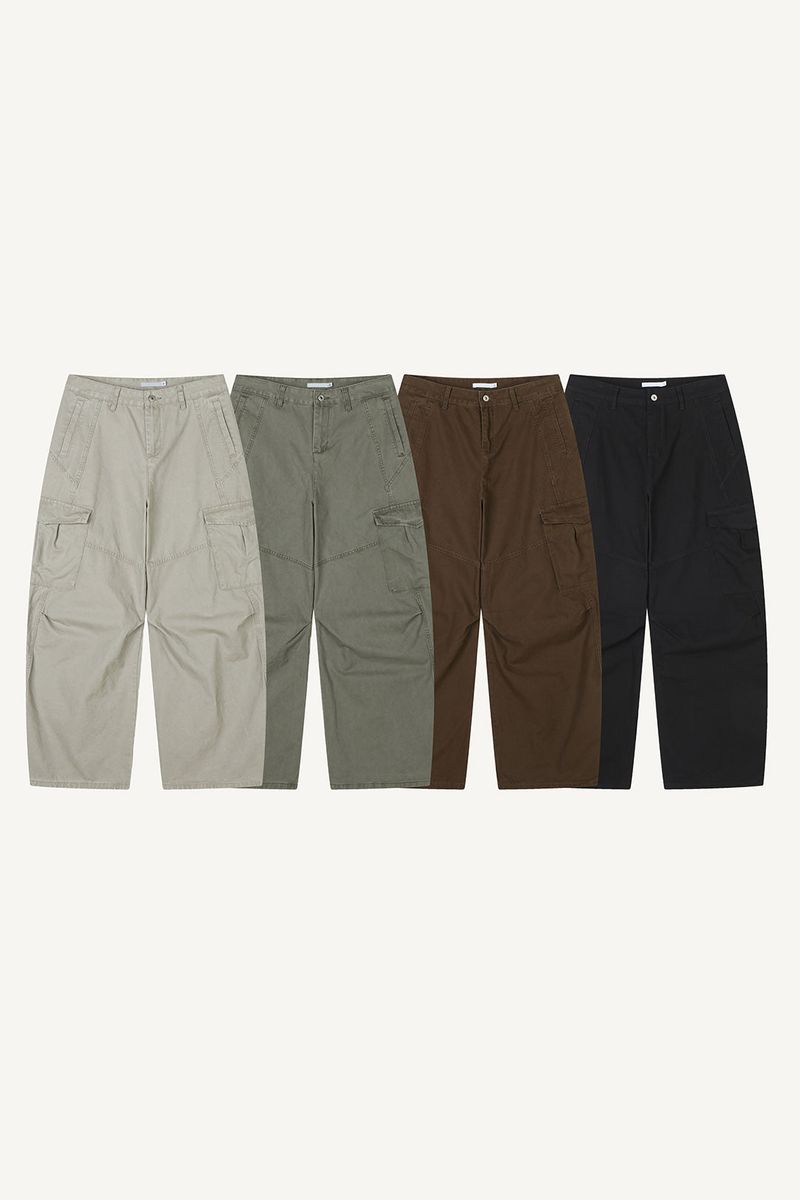 Canvas Cargo Curved Pants