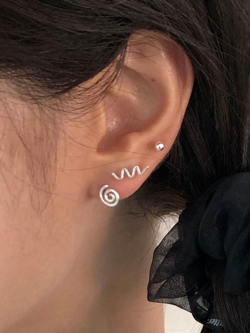 [Silver ver.] Rainbow doodle piercing