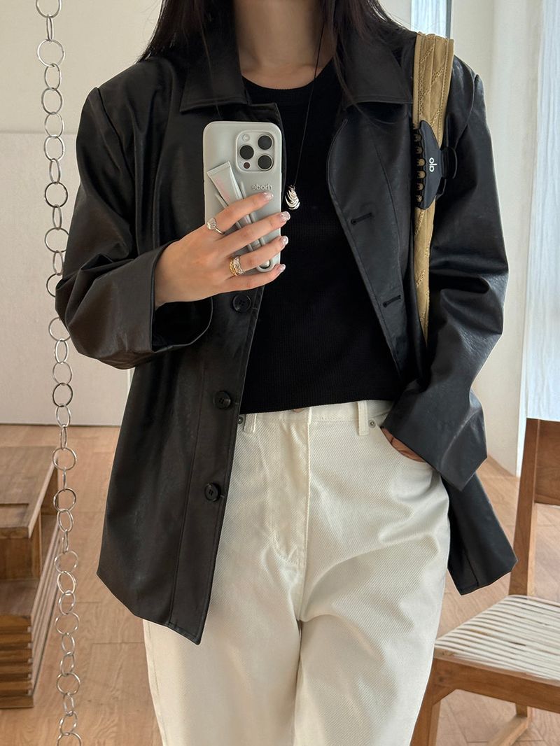 [MADE] Blending leather jacket