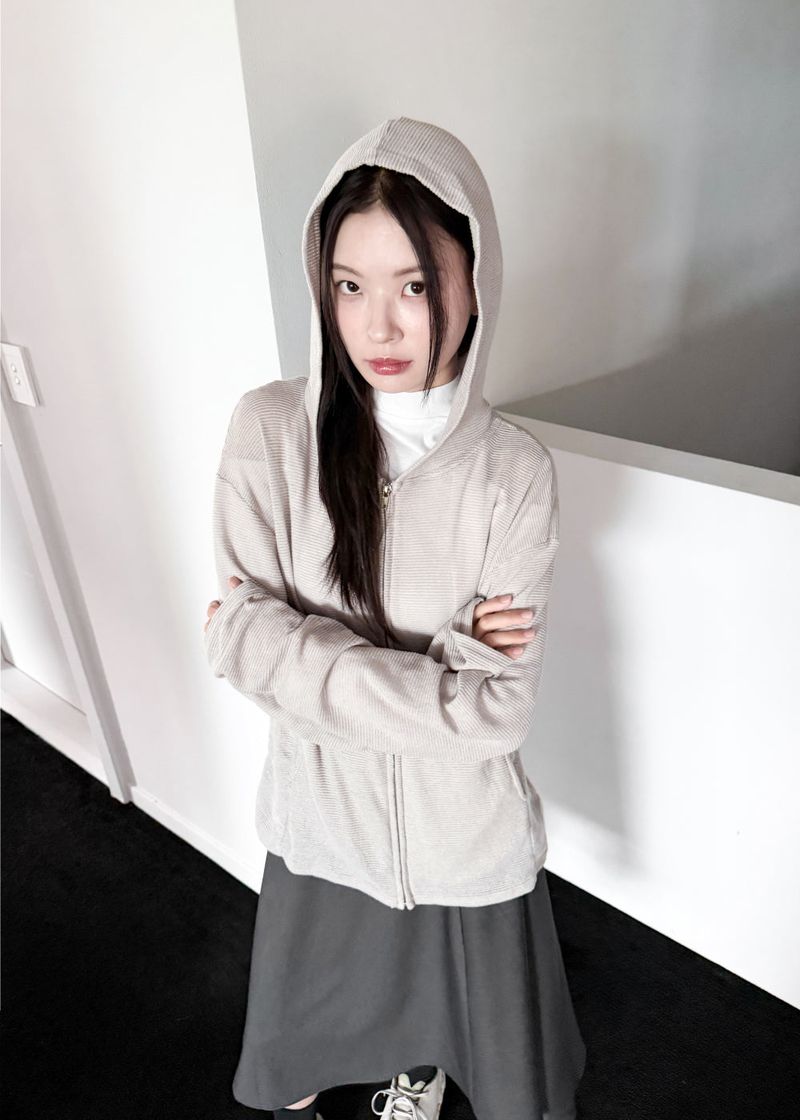 SOFT KNIT HOOD ZIP-UP