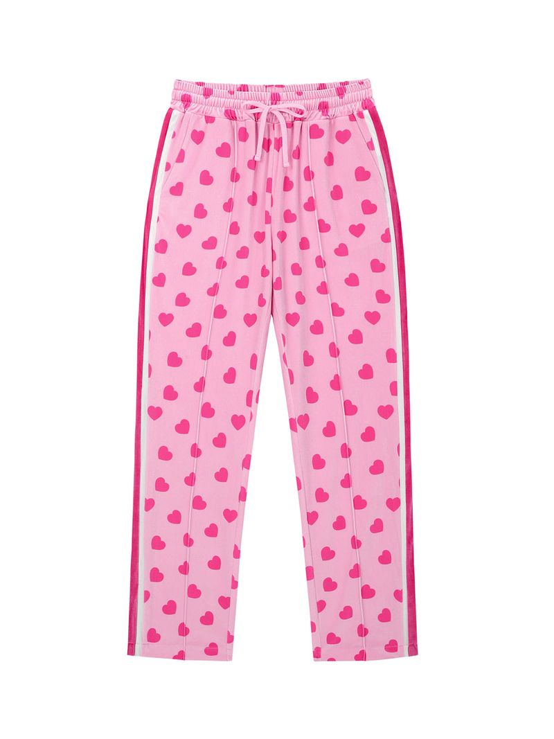 0 3 heart velvet lining pants - PINK