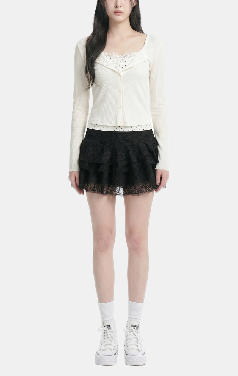 Aven Lace Layer Cardigan Set