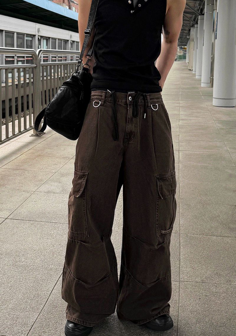 Pinter Aesthetic Raw Denim Keyring Cargo Pants