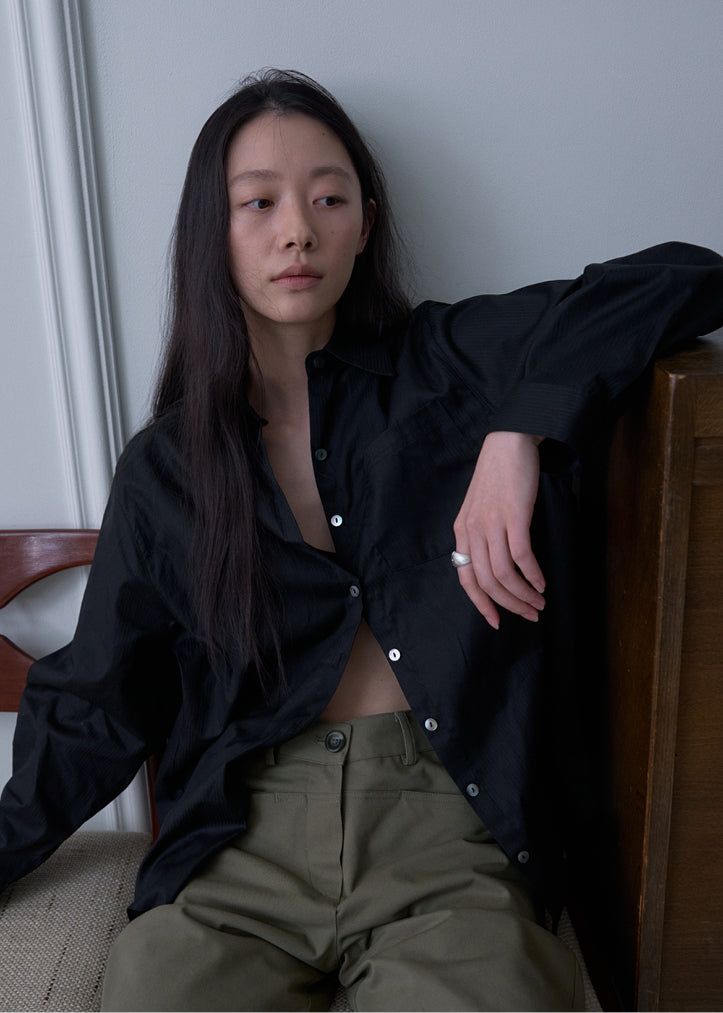 TERNE（テルン）の「Noah Stripe Shirt (Black)（Tops）」