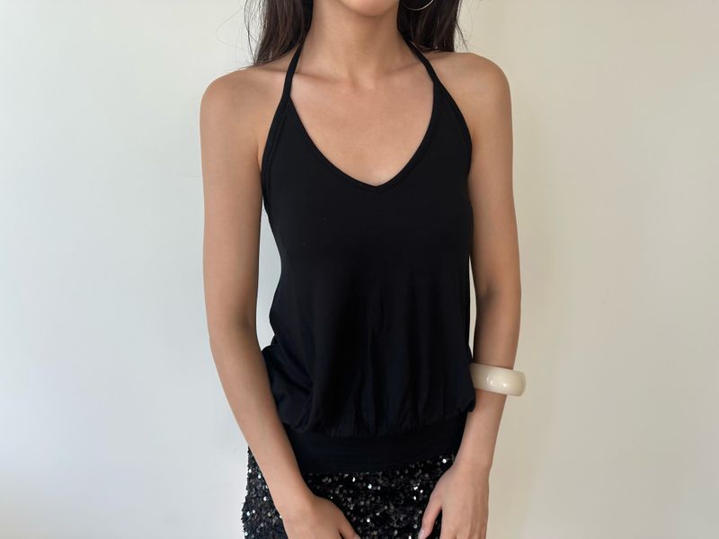 sleek drape halter top