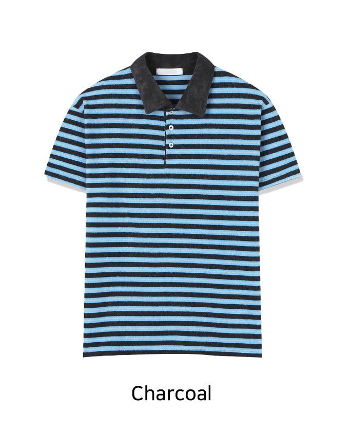 Gaen Terry Stripe Collar Tee