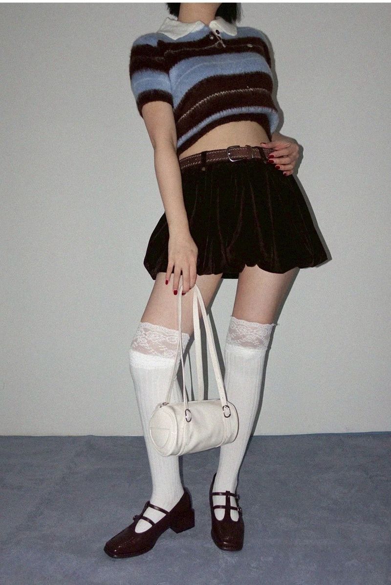  LACE COTTON KNEE SOCKS (3COLORS!)