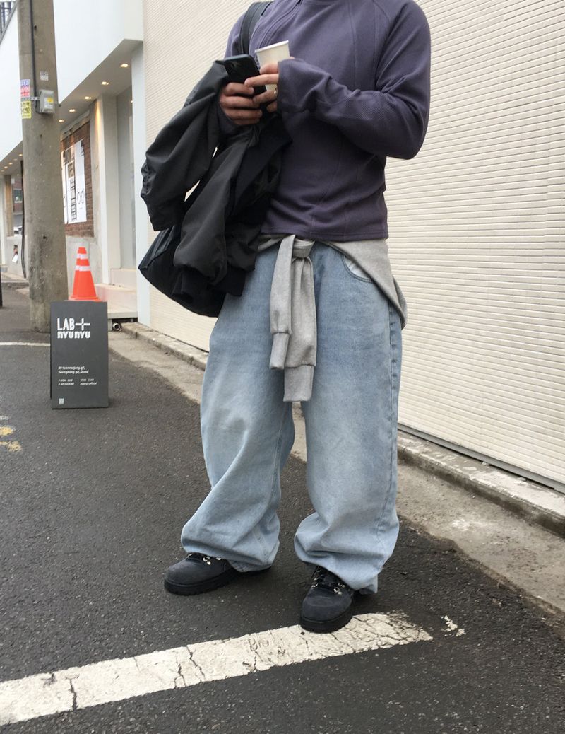 No.1609 L pocket wide denim PT