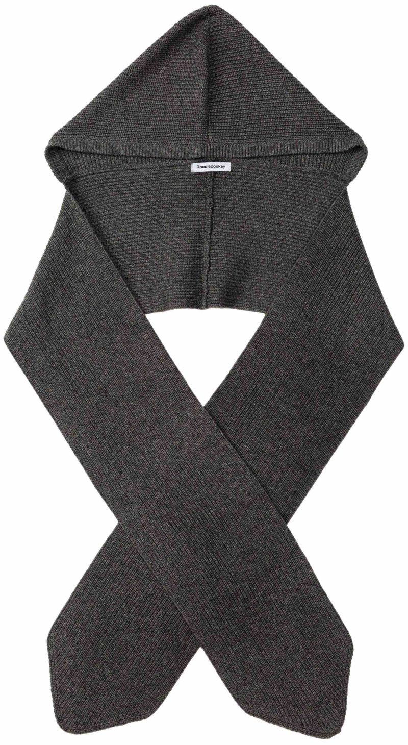 Yak Wool Ribbed Hooded Scarf