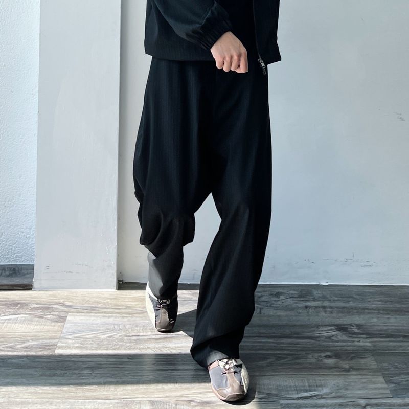 Draped Pinstripe Relaxed Trousers