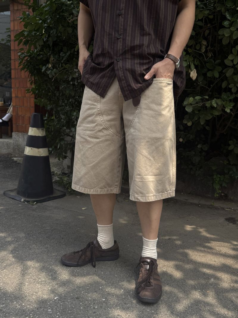 Dying double carpenter bermuda pants