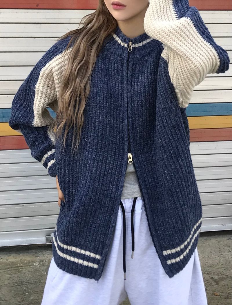 Harper two way knit zip up