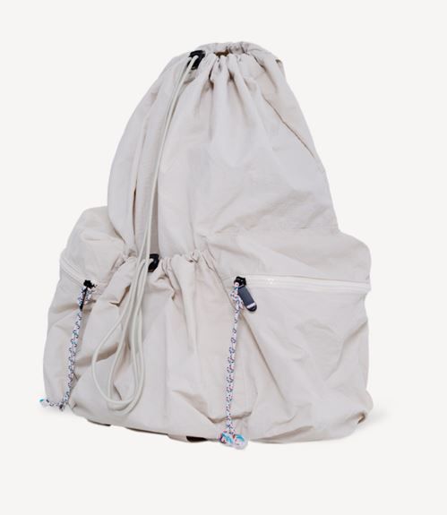 DRAWSTRING NYLON BACKPACK CREAM BEIGE