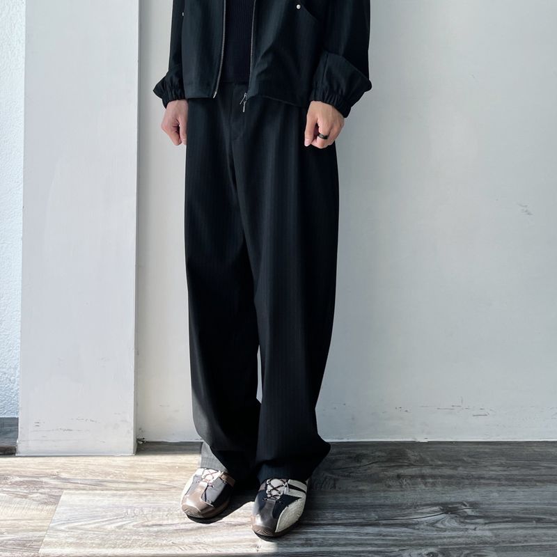 Draped Pinstripe Relaxed Trousers