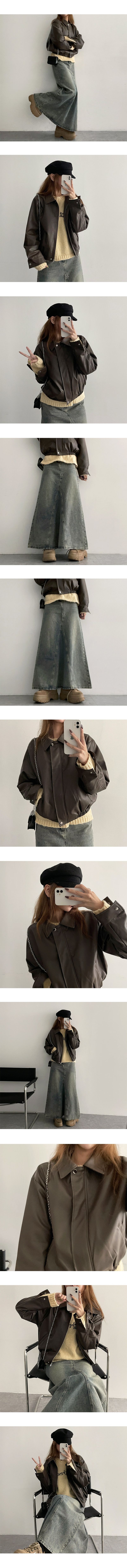 Tende collar leather jacket
