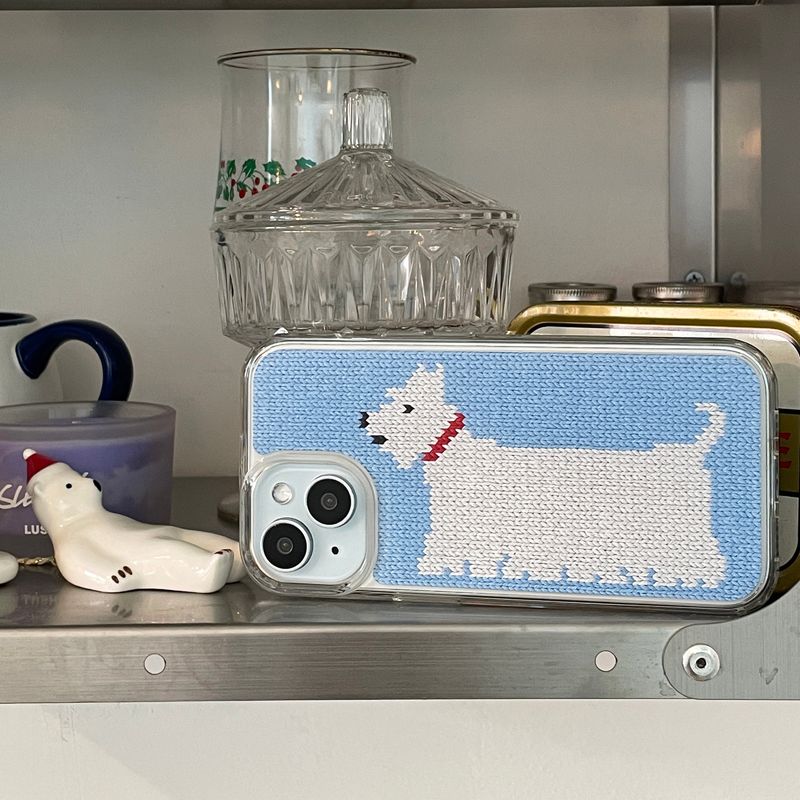 DOGS KNIT HARD JELL CASE_BLUE