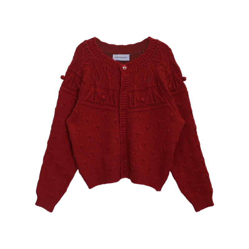 SUGAR POMPOM RIBBON CARDIGAN