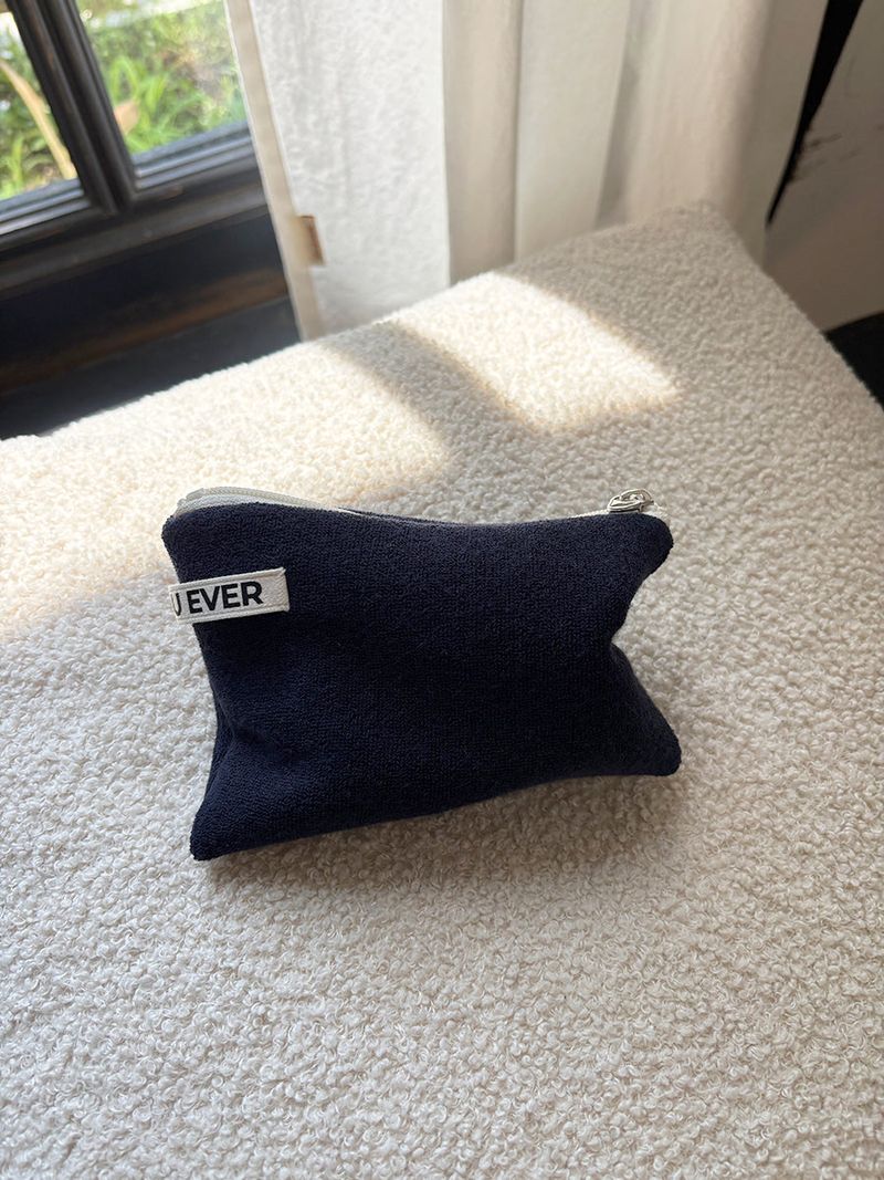 Terry flat pouch - navy , M size