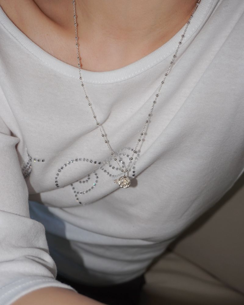 [925SILVER] PURE ROSE PENDENT NECKLACE