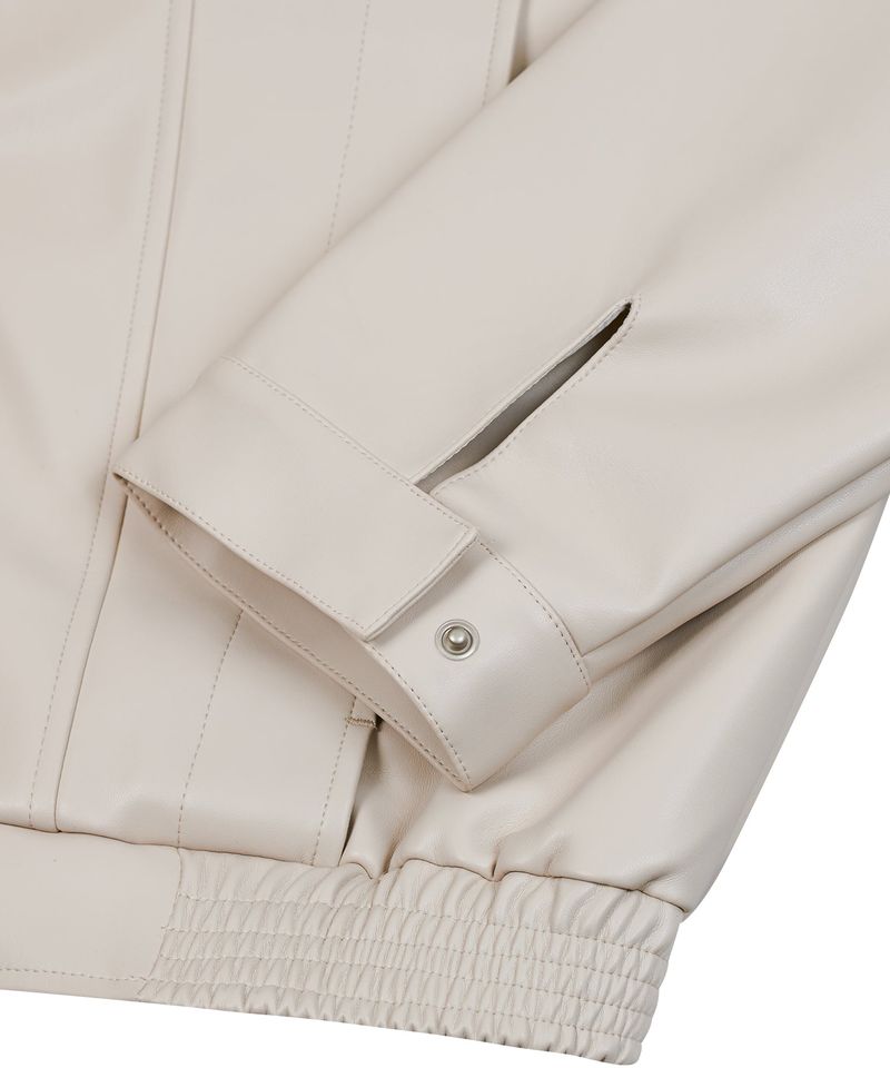 87-STAN028 [Vegan Leather] Multi Placket Leather Jacket Ivory