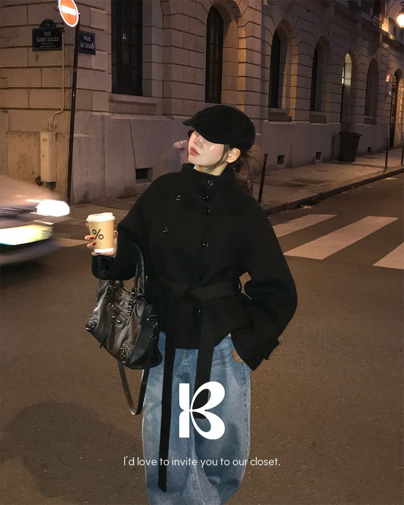 BEIDELLI（ベイデリー）の「[ORIGINAL] Center Waist-Tie Wool Short Coat（Jackets/Outerwear）」