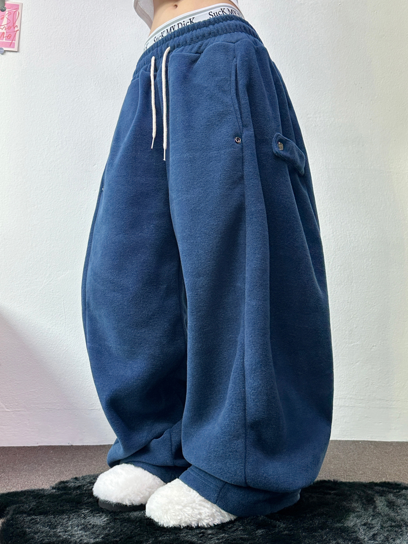 BOTH-SIDES FLEECE SNAP LONG PANTS 🧸🩵🤍6COLOR