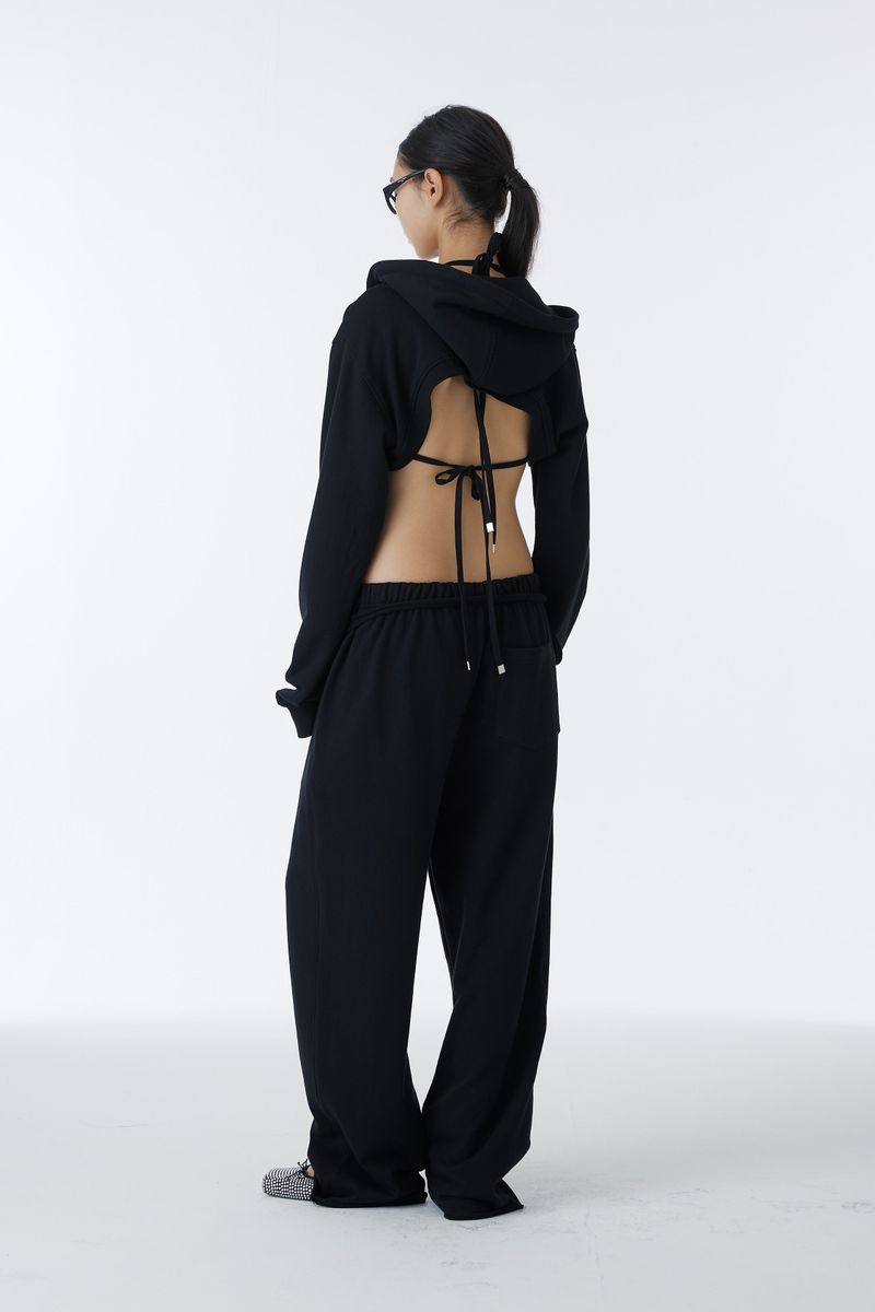 CORSAJE CROP ZIP-UP HOODIE (BLACK)