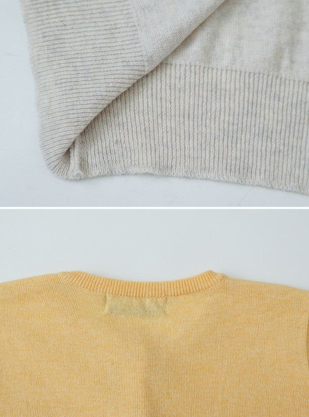 Cashmere Motif Basic Round Knit Cardigan (10color)