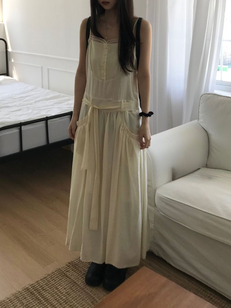 Pintuck Long Dress (2 colors)