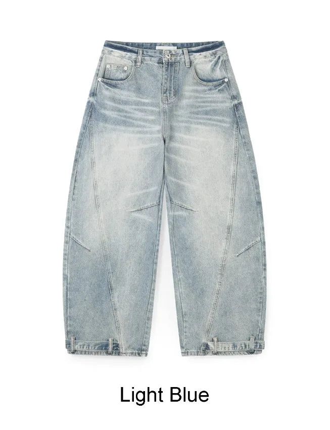 B-Ed Cut Curved Denim Pants