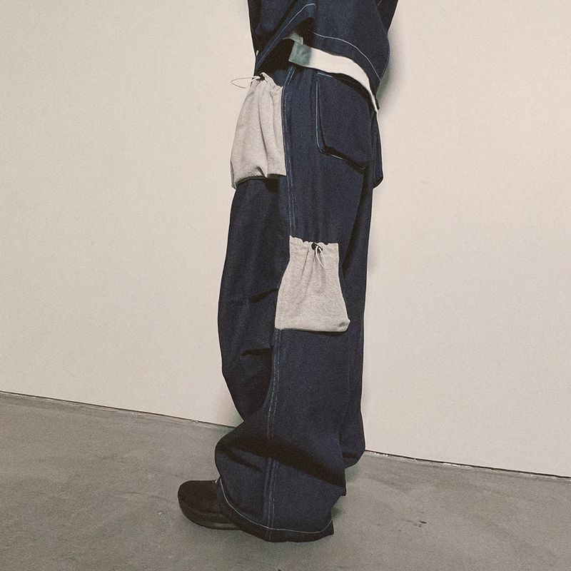 reverse terry pocket denim pants_blue