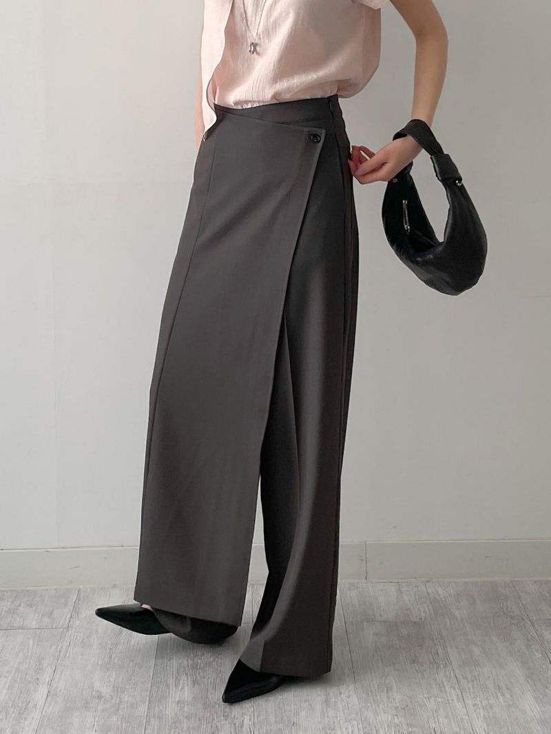 INCHANT ME（インチャントミー）の「Scone Unbalanced Wrap Wide Slacks（Pants）」