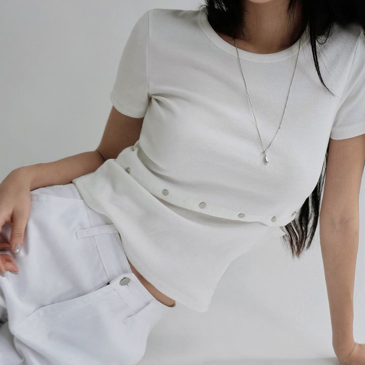 blitti（ブリッティ）の「[Hadens] Side-Slit Ribbed Short-Sleeve T-Shirt - 3 Colors（Tops）」