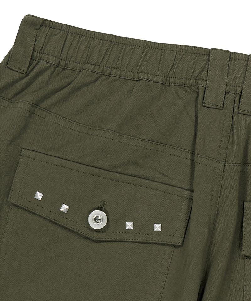 CROSS STUD TWILL SHORTS_KHAKI