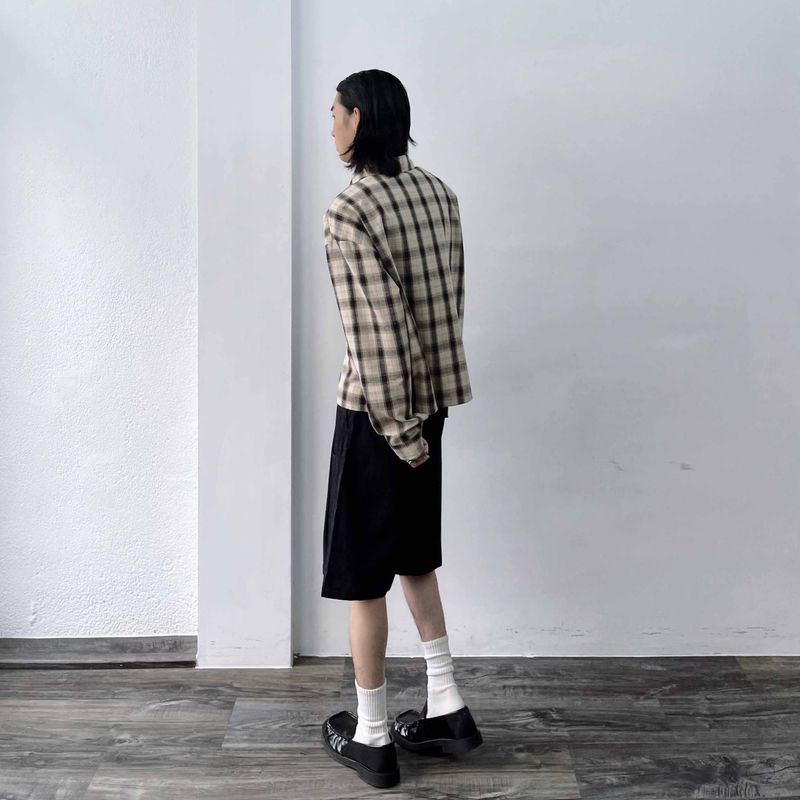 Retro Cropped Plaid Shirt