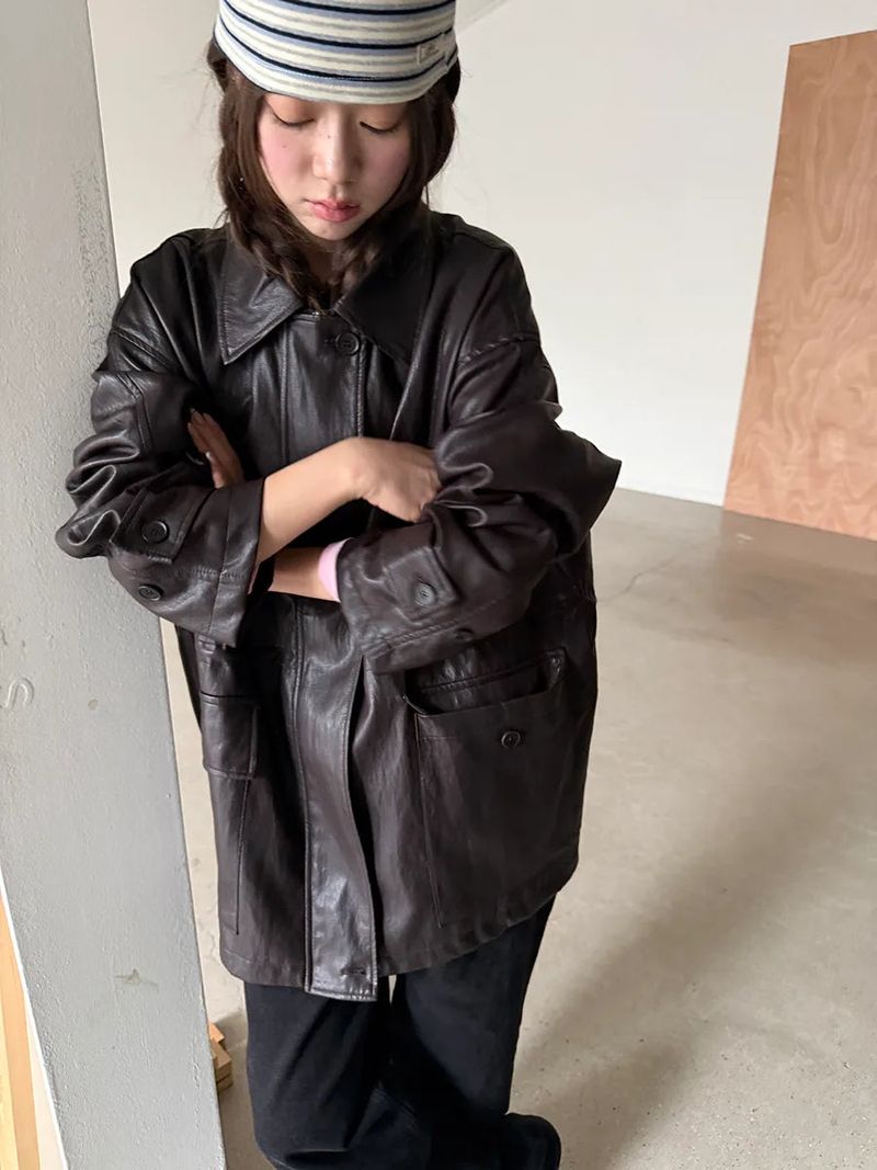 leather half jacket