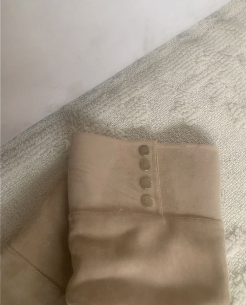 Dion Suede Buckle Long Boots (beige)