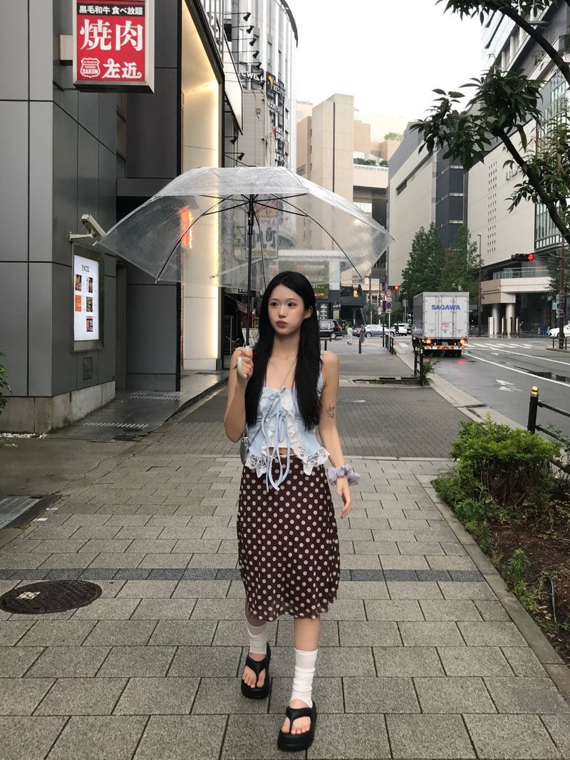 Cocoa Dot Vintage Midi Skirt