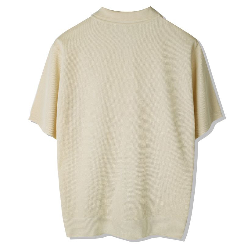 BUTTON UP HALF SLEEVE PIQUE CARDIGAN CREAM