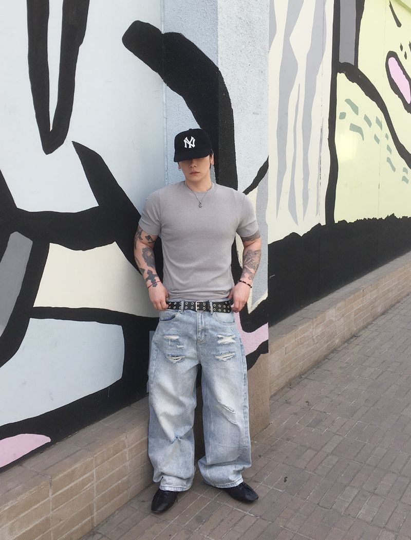 No.1726 T damage light denim PT