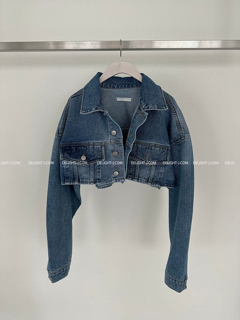 Wafer pocket cropped jean jacket