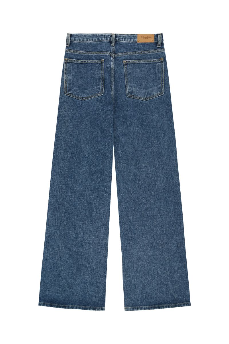 Middle blue low-rise denim pants