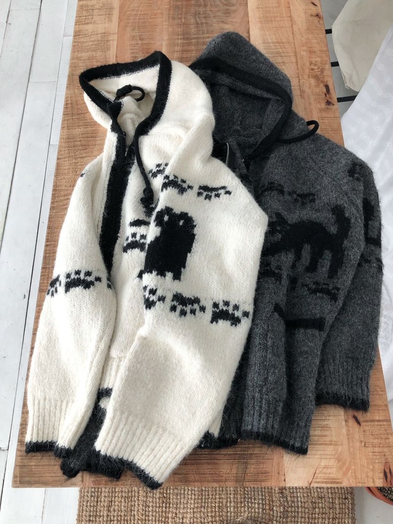 Meow Nordic Knit Zip-Up
