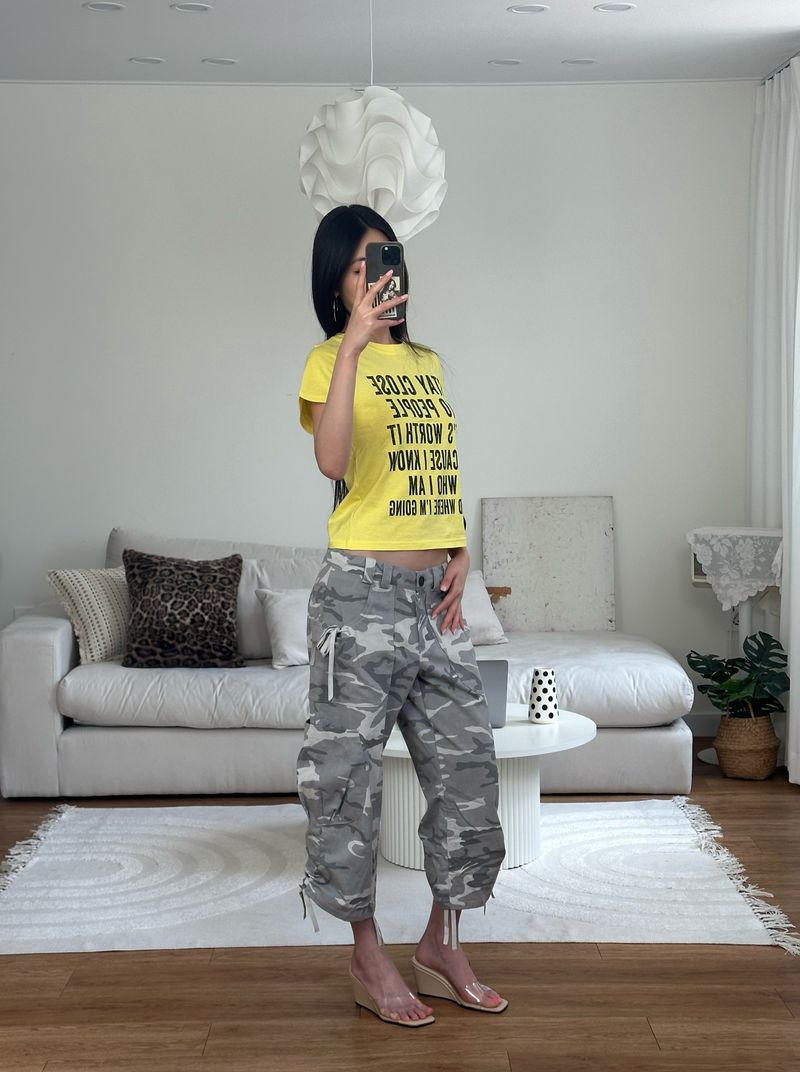 ribbon camo capri pants