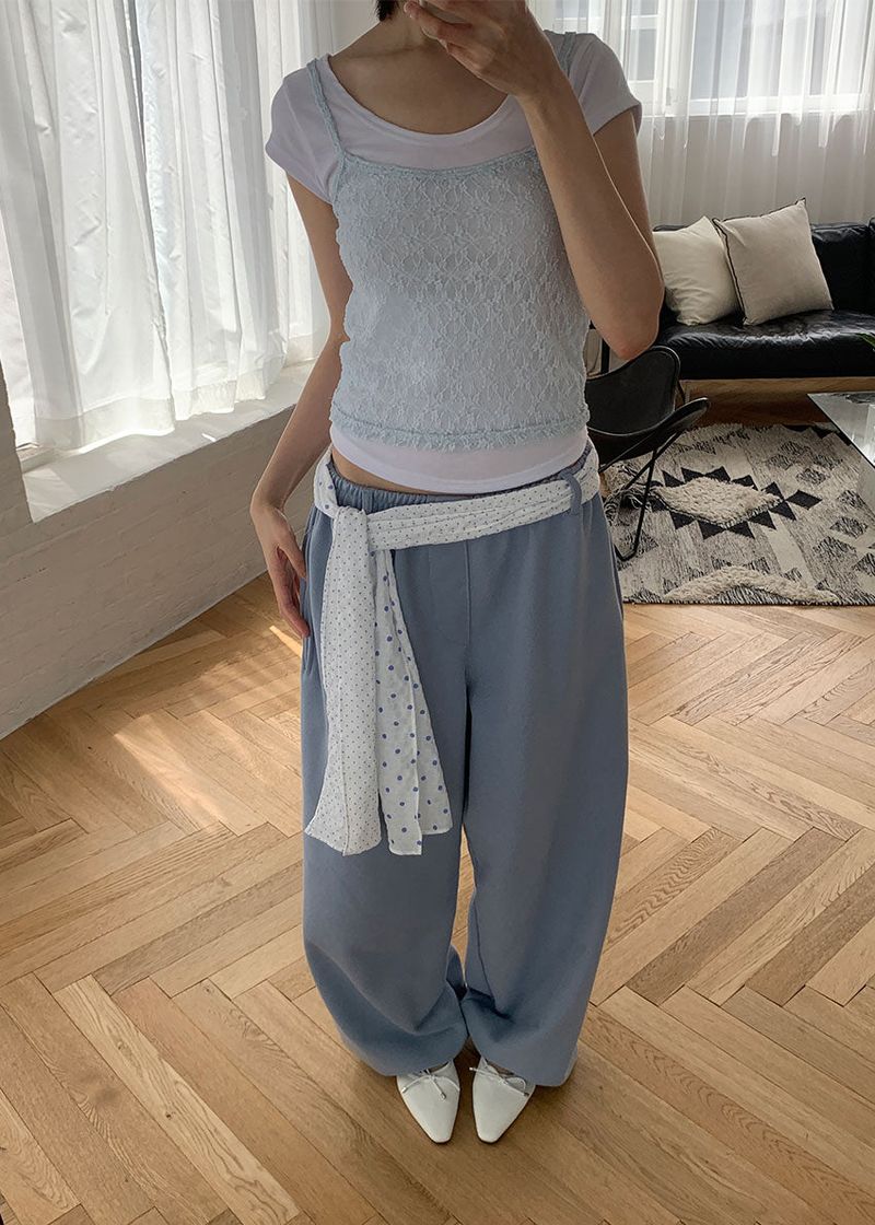 (UNISEX) BELTED SWEAT PANTS (3color)