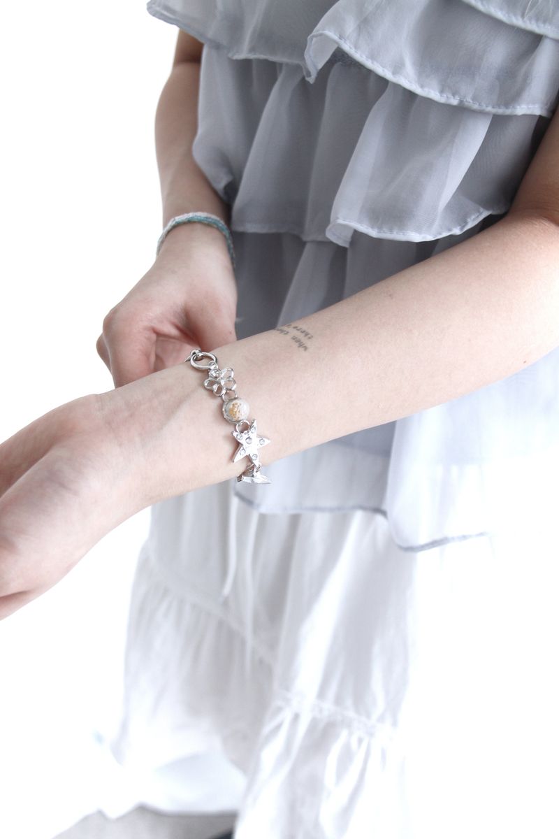 Star Flower Silver Chain Bracelet