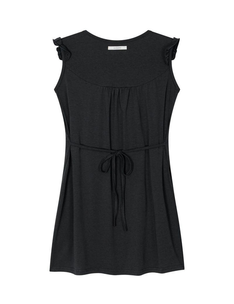 RUFFLE TIE TOP(CHARCOAL)