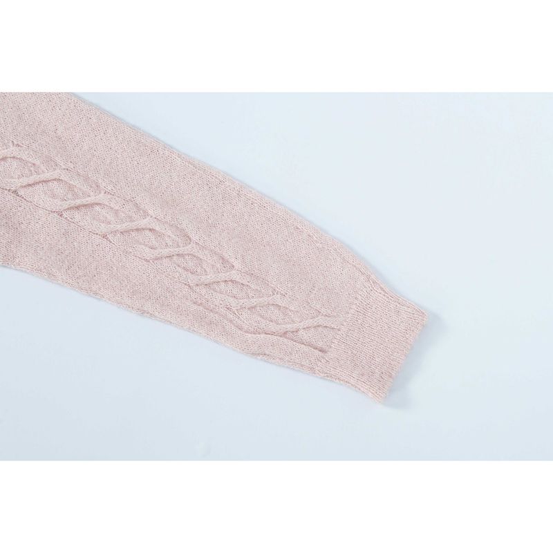 CABLE BOAT NECK KNIT-PINK