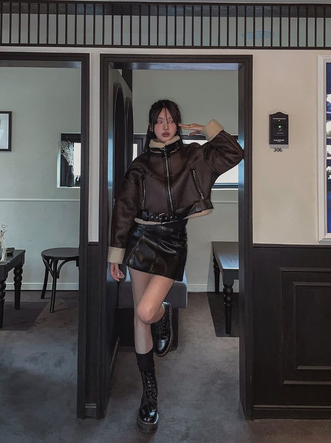 Hayes Leather Pocket Flare Skirt