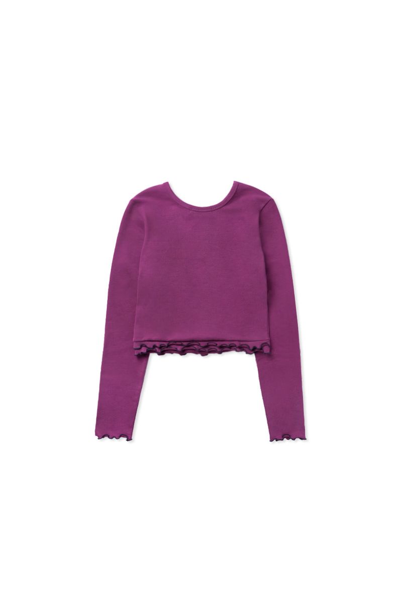 Frill crop t-shirt_purple